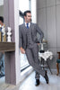 Cassual Men’s 3 Pieces Suit Tweed Peak Lapel Tuxedos (Blazer + Vest + Pants) Pieces Suit