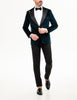 Stylish Men’s Suit 2 Pieces Velvet Peak Lapel Tuxedo For Party (Blazer + Black Pants) Pieces Suit