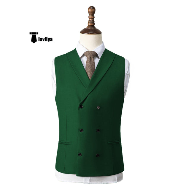 Fashion Men’s Suit Vest Regular Fit Shawl Lapel Waistcoat Wedding Xs / Green