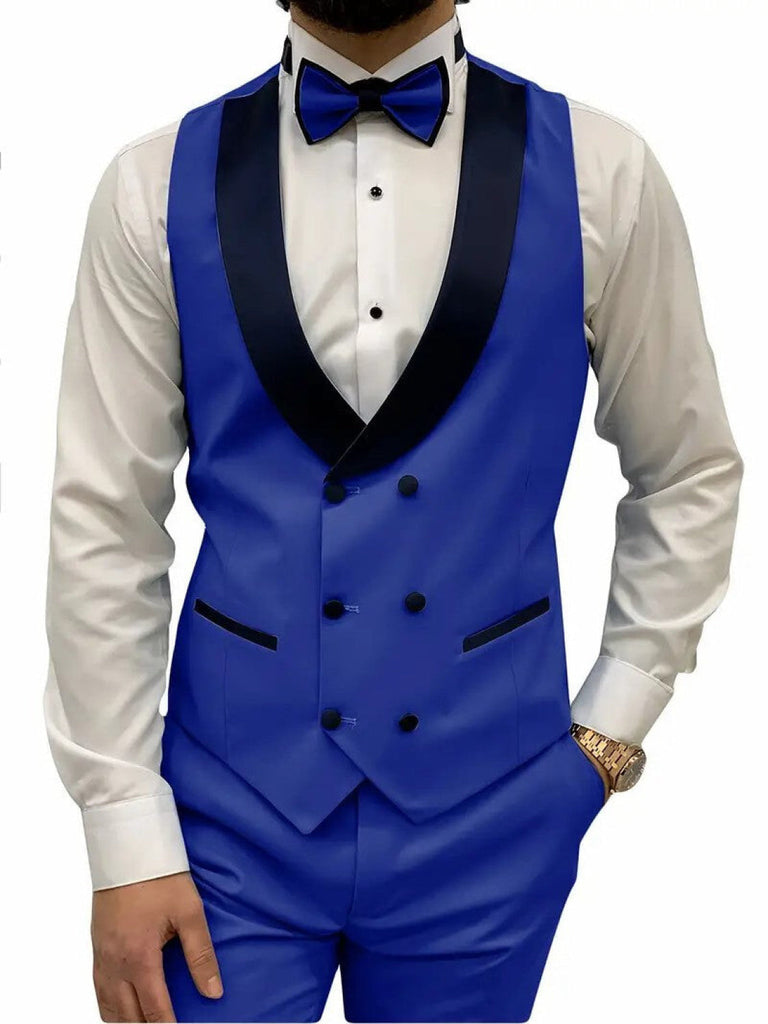 Fashion Men’s 3 Pieces Classic Flat Peak Lapel Tuxedos For Wedding (Blazer + Vest + Pants) Pieces