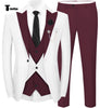 Fashion Men’s Suits Slim Fit 3 Pieces Peak Lapel Tuxedos (White Blazer + Vest + Pant) Xs /