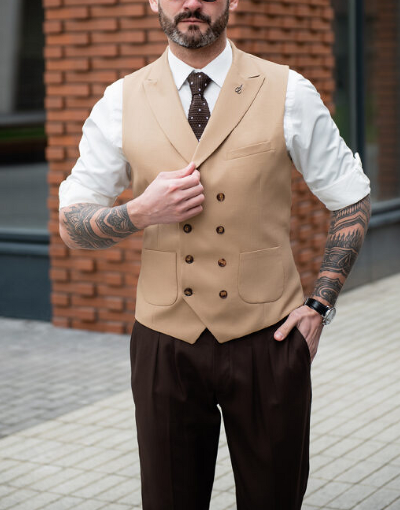 Fashion Men’s Suit Vest Regular Fit Peak Lapel Waistcoat Wedding