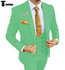 Fashion Men’s Suit 3 Piece Peak Lapel Flat Tuxedo Wedding (Blazer + Vest + Pants) Xs / Mint Green