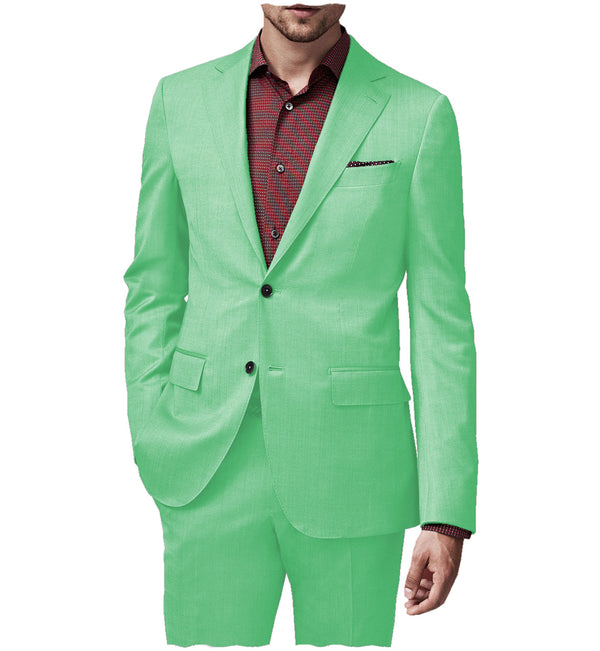 2 Pieces Suit - Fashion 2 Pieces Mens Suit Flat Notch Lapel Tuxedos For Wedding (Blazer+Pants)
