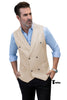 Fashion Men’s Suit Vest Regular Fit Peak Lapel Waistcoat Wedding Xs / Beige