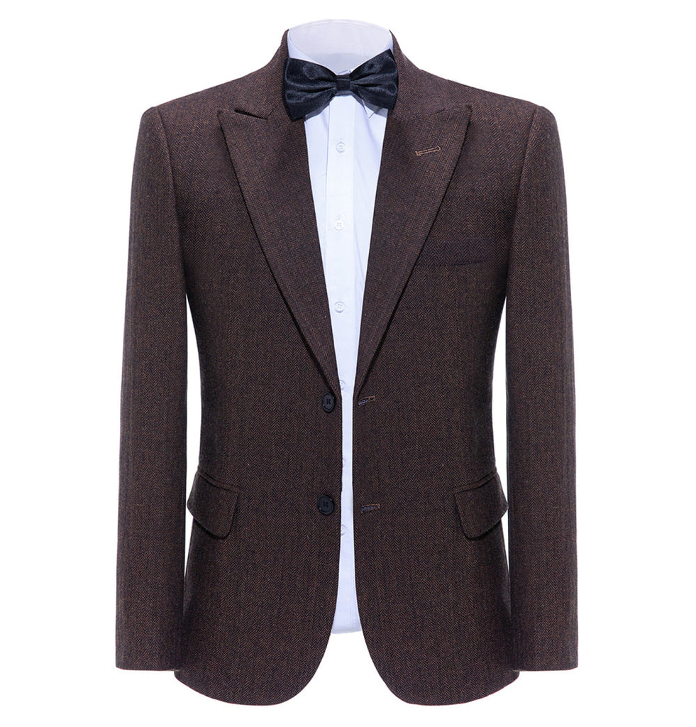 Vintage Classical Men’s 3 Pieces Suit Tweed Notch Lapel Tuxedos (Blazer + Vest + Pants) Pieces Suit