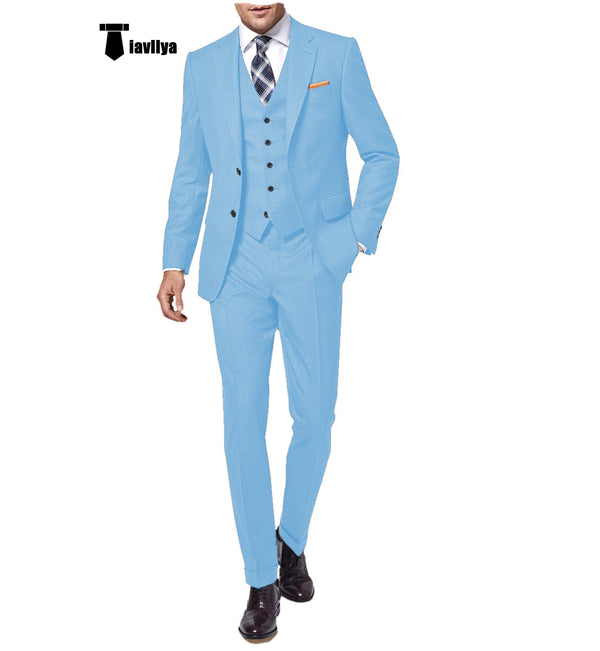 3 Pieces Suit - Fashion 3 Pieces Mens Suit Flat Notch Lapel Tuxedos For Wedding (Blazer+vest+Pants)