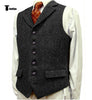 Suit Vest - Vintage Classical Men's Classic Tweed Herringbone Notch Lapel Waistcoat