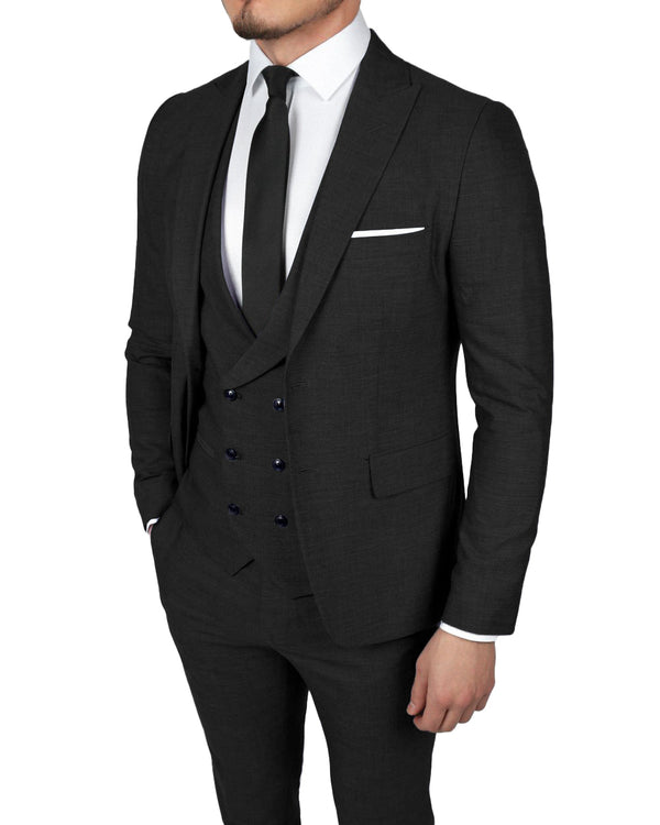 3 Pieces Suit - Fashion 3 Pieces Mens Suit Peak Lapel Tuxedos For Wedding (Blazer+vest+Pants)