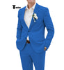 Casual Men’s 2 Pieces Suit Notch Lapel Linen For Wedding (Blazer + Pants) Xs / Blue Pieces Suit