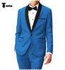 Fashion 2 Pieces Mens Suit Flat Shawl Lapel Tuxedos For Wedding (Blazer + Pants） Xs / Blue Pieces