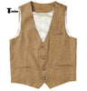 Casual Mens Waistcoat Flat Linen V Neck Waistcoat For Wedding Xs / Brown Suit Vest