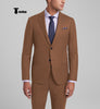 Fashion Men’s 3 Pieces Slim Fit Striped Notch Lapel Tuxedos (Blazer + Pants) Xs / Brown 2 Pieces