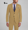 Fashion Men’s 3 Pieces Slim Fit Striped Notch Lapel Tuxedos (Blazer + Pants) Xs / Champagne 2