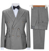 2 Pieces Suit - Formal 2 Pieces Mens Suit Double Breasted Flat Notch Lapel Tuxedos (Blazer+Pants)