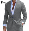 Fashion Men’s 2 Pieces Mens Suit Peak Lapel Linen For Wedding (Blazer + Pants) Xs / Grey Pieces Suit