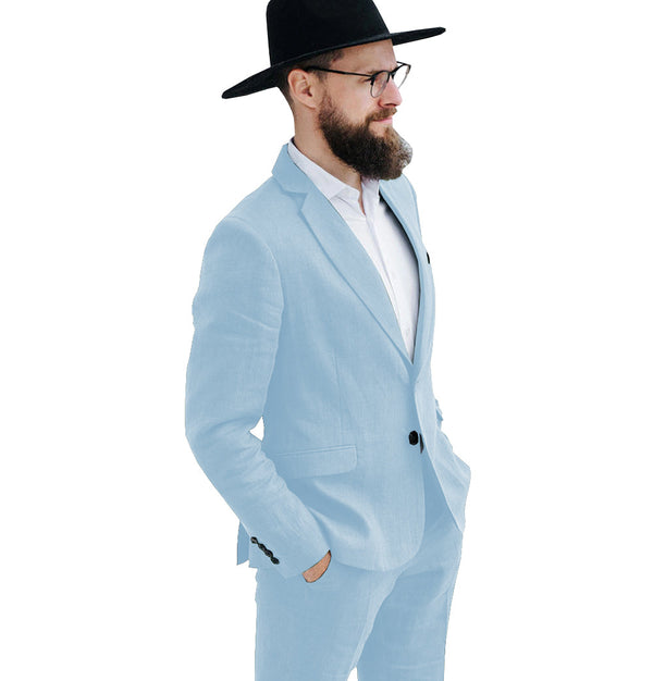 2 Pieces Suit - Casual Men's 2 Pieces Mens Suit Notch Lapel Linen For Wedding (Blazer+Pants)