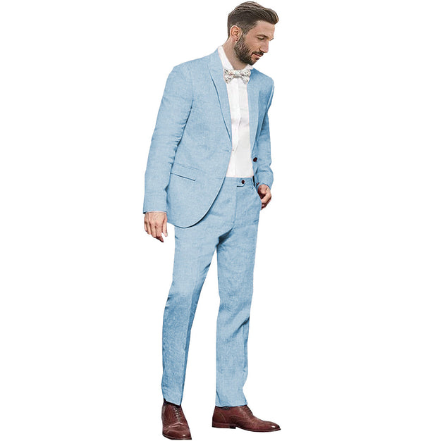 2 Pieces Suit - Fashion Men's 2 Pieces Mens Suit Notch Lapel Linen For Wedding (Blazer+Pants)
