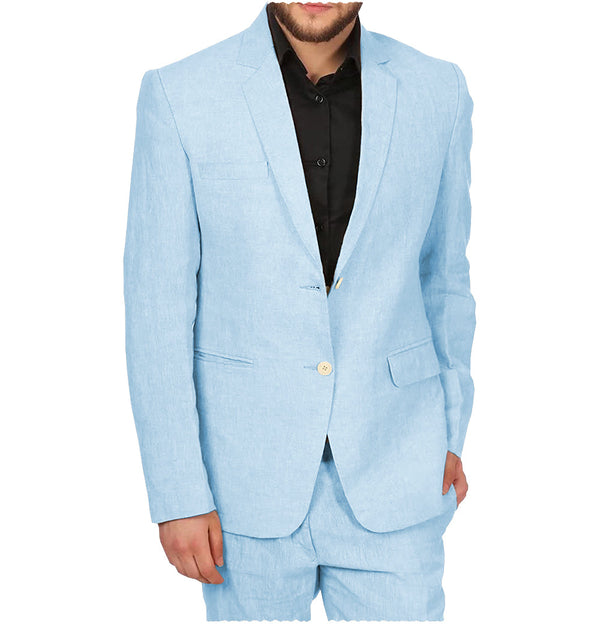 2 Pieces Suit - Formal Men's 2 Pieces Mens Suit Notch Lapel Linen For Wedding (Blazer+Pants)