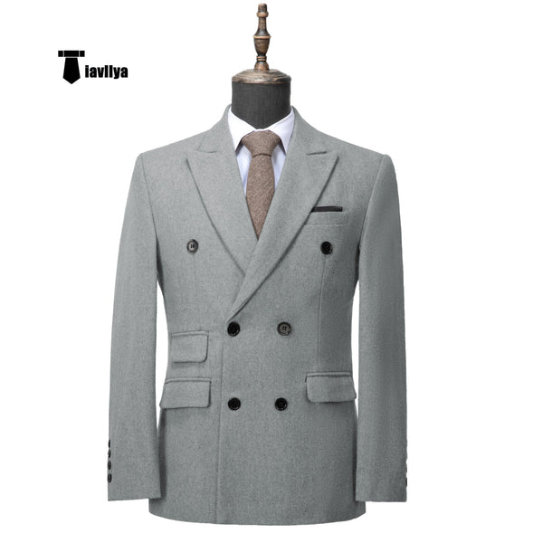 Men’s Casual Tweed Notch Lapel Blazer Xs / Light Grey