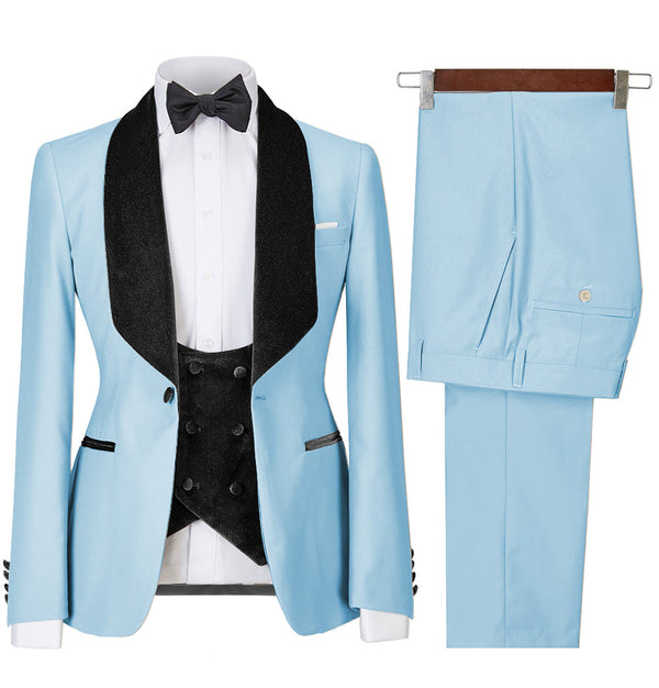 3 Pieces Suit - Fashion Men's Suit Printed 3 Pieces Shawl Lapel Tuxedo For Prom (Blazer+vest+Pants)