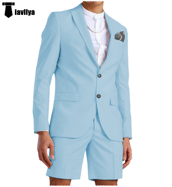 2 Pieces Suit - Fashion 2 Pieces Mens Suit Flat Notch Lapel Tuxedos For Wedding (Blazer+Shorts)