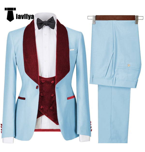 3 Pieces Suit - Fashion Men's Suit Printed 3 Pieces Shawl Lapel Tuxedo For Prom (Blazer+vest+Pants)