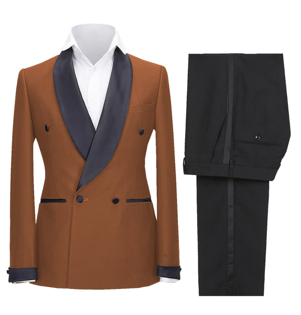 2 Pieces Suit - Fashion Mens Suit Double Breasts Shawl Lapel 2 Pieces (Blazer+Pants)