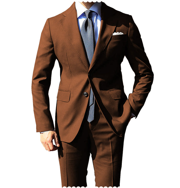 2 Pieces Suit - Fashion 2 Pieces Mens Suit Flat Notch Lapel Tuxedos For Wedding (Blazer+Pants)