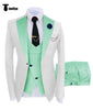 3 Pieces Suit - Fashion Men's Suits Slim Fit 3 Pieces Notch Lapel Tuxedos (White Blazer+Vest+ Pant)