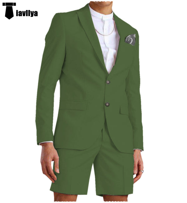 2 Pieces Suit - Fashion 2 Pieces Mens Suit Flat Notch Lapel Tuxedos For Wedding (Blazer+Shorts)