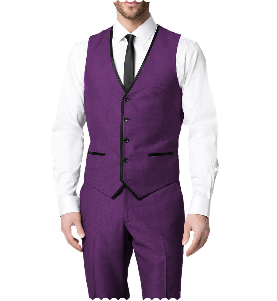 2 Pieces Suit - Fashion 2 Pieces Mens Suit Flat V Neck Suit For Wedding (Vest + Pants)