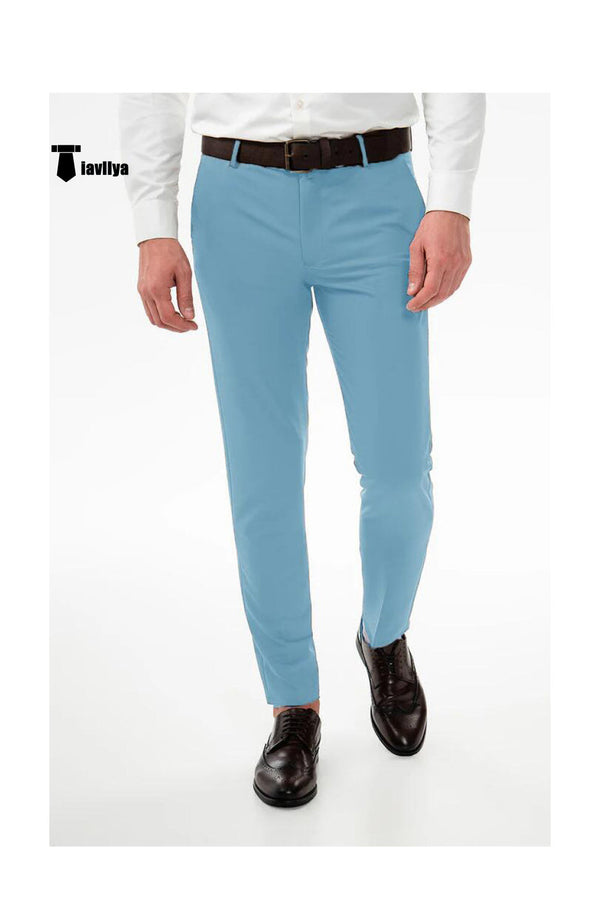 Fashion Men’s Suit Pants Regular Fit Trousers 29W X 28L / Light Blue