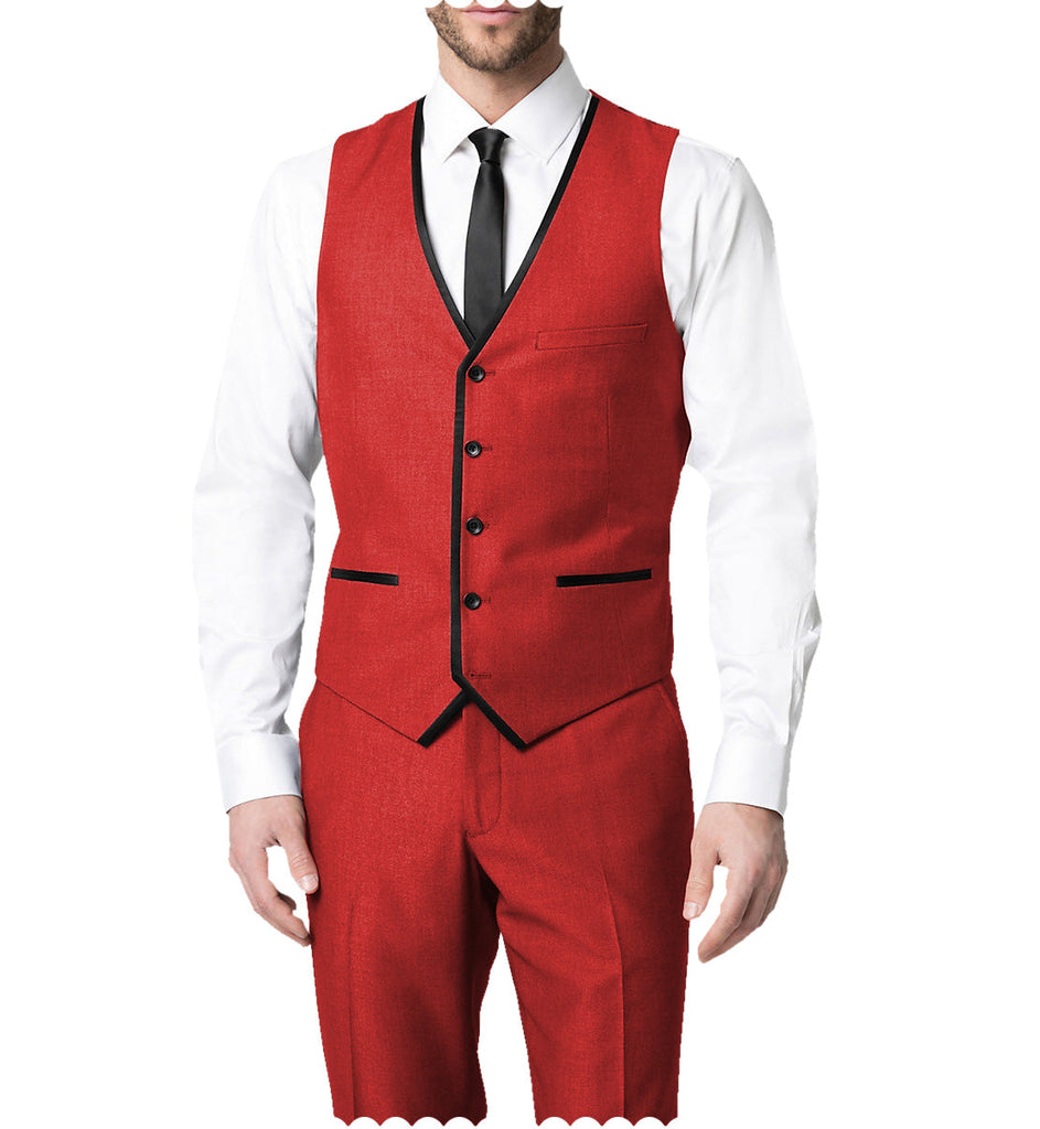 2 Pieces Suit - Fashion 2 Pieces Mens Suit Flat V Neck Suit For Wedding (Vest + Pants)