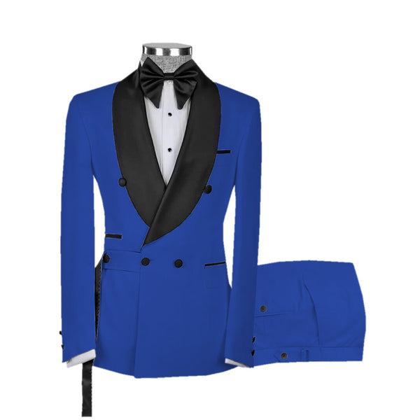 2 Pieces Suit - Fashion 2 Pieces Mens Suit Flat Shawl Lapel Tuxedos For Wedding(Blazer+Pants)