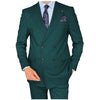 2 Pieces Suit - Business 2 Pieces Mens Suit Flat Peak Lapel Double Breasted Tuxedos For Wedding (Blazer+Pants)