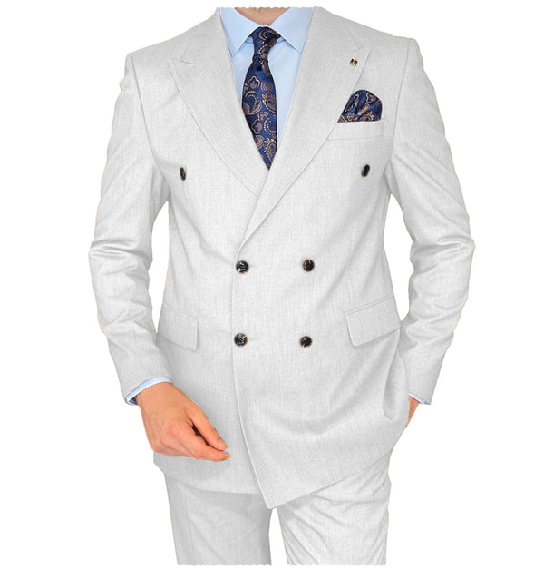 2 Pieces Suit - Formal 2 Pieces Mens Suit Flat Peak Lapel Double Breasted Tuxedos For Wedding (Blazer+Pants)