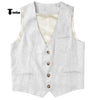 Casual Mens Waistcoat Flat Linen V Neck Waistcoat For Wedding Xs / White Suit Vest