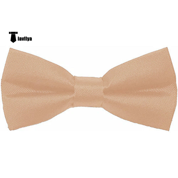 Men’s Modern Fit Classic Solid Color Bow Tie Beige Accessories