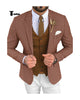 Fashion Men’s 3 Pieces Houndstooth Notch Lapel Tuxedos (Blazer + Vest + Pants) Xs / Coffee Pieces