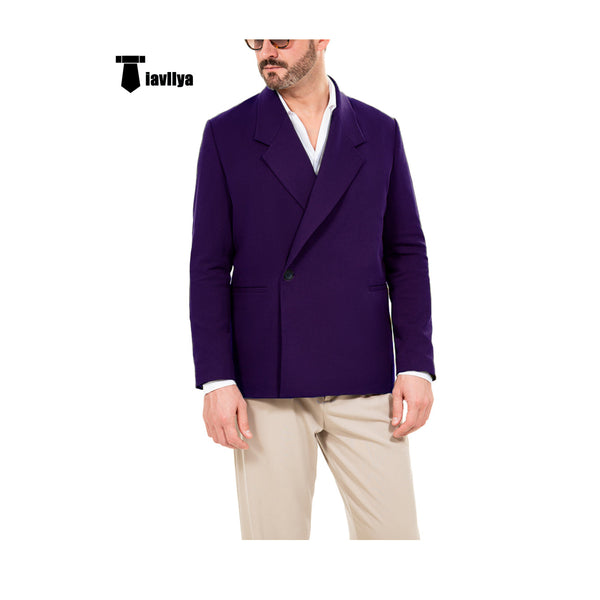 Fashion Men’s Slim Fit Notch Lapel Flat Blazer Xs / Dark Purple