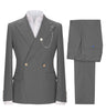 2 Pieces Suit - Fashion 2 Pieces Mens Suit Double Breasted Flat Peak Lapel Tuxedos (Blazer+Pants)