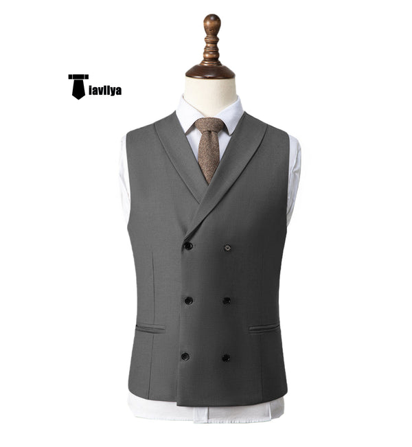 Fashion Men’s Suit Vest Regular Fit Shawl Lapel Waistcoat Wedding Xs / Gray