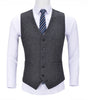 Suit Vest - Vintage Classical Mens Regular Fit Tweed Herringbone V Neck Waistcoat