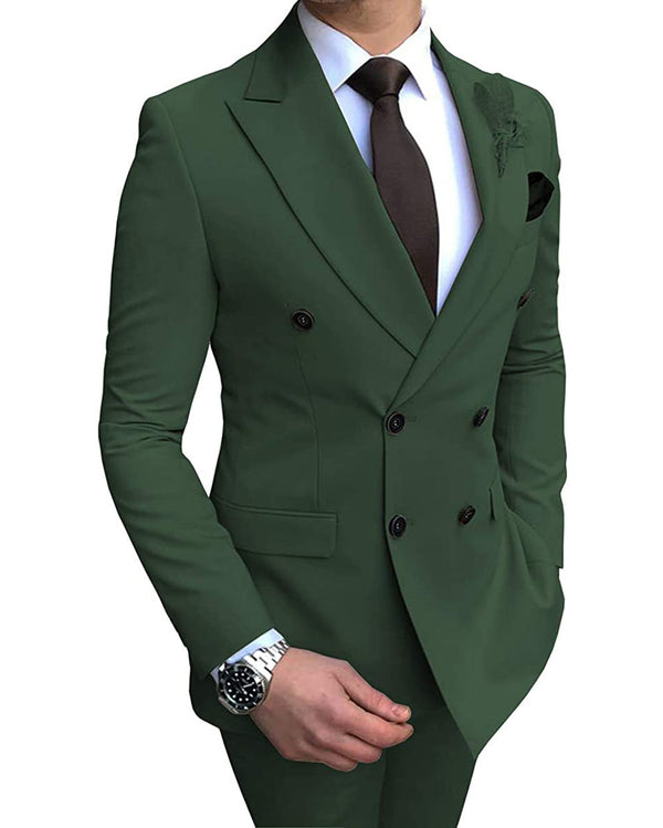 2 Pieces Suit - Fashion 2 Pieces Mens Suit Flat Peak Lapel Tuxedos For Wedding (Blazer+Pants)