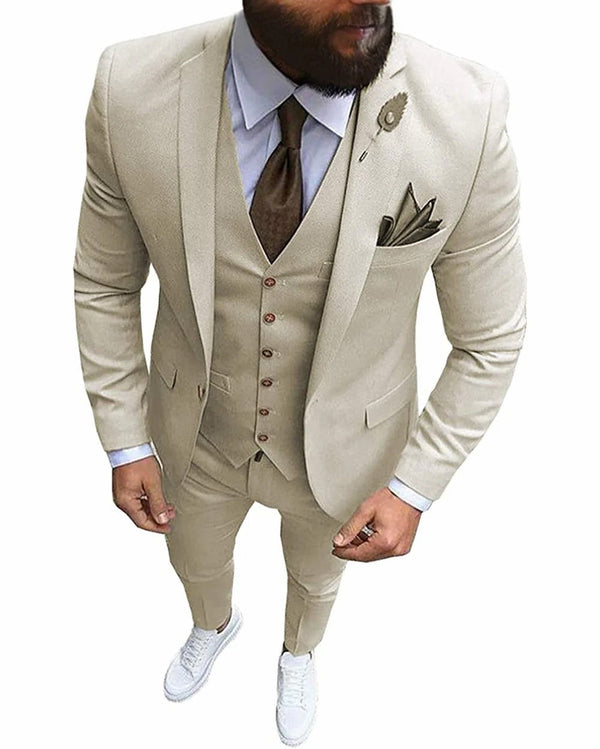 3 Pieces Suit - Fashion 3 Pieces Mens Suit Flat Notch Lapel Tuxedos (Blazer+vest+Pants)