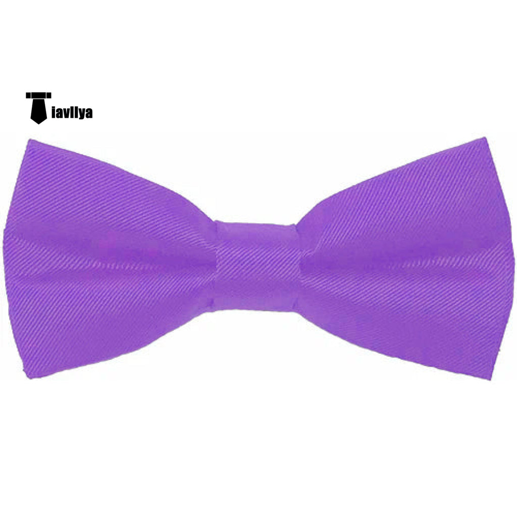 Men’s Modern Fit Classic Solid Color Bow Tie Lavender Accessories