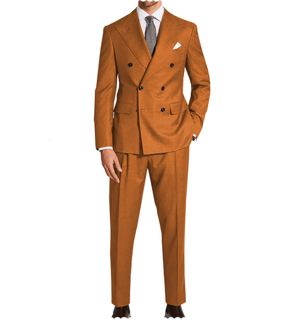 2 Pieces Suit - Fashion 2 Pieces Mens Suit Flat Peak Lapel Double Breasted Tuxedos For Wedding (Blazer+Pants)