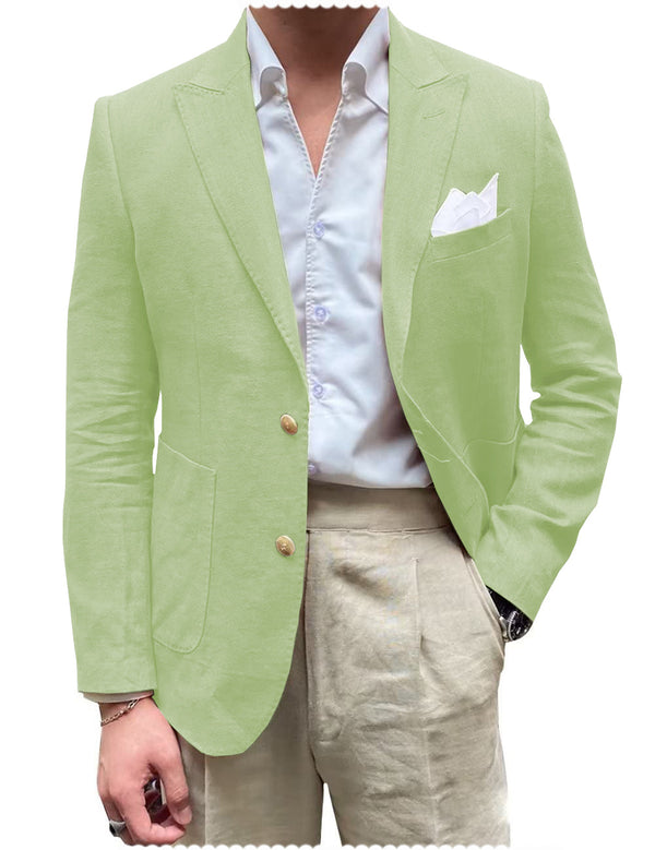 Blazer - Men's 2 Pieces Mens Blazer Peak Lapel Linen For Wedding