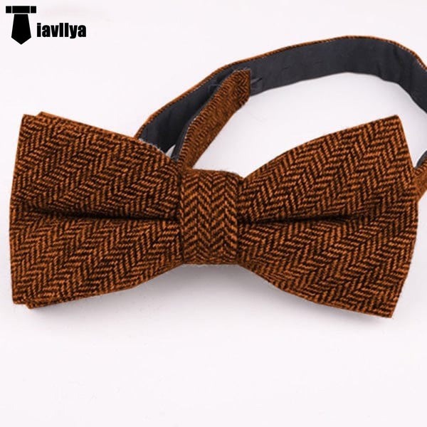 Formal Men’s Classic Design Herringbone Bow Tie Orange Accessories